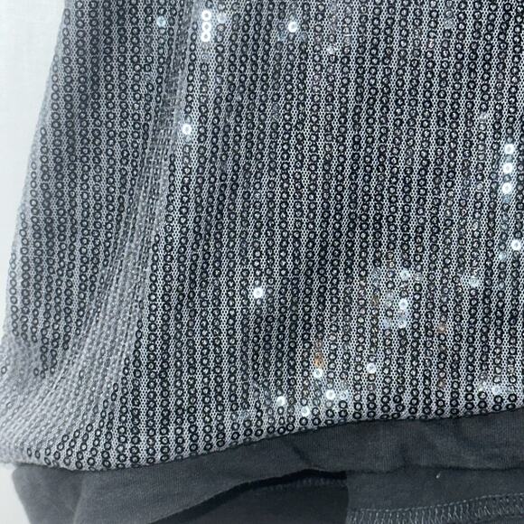 Eyeshadow Black Sequin Front Tunic Top Size Large 3/4 Sleeve Party Blouse - Picture 4 of 7